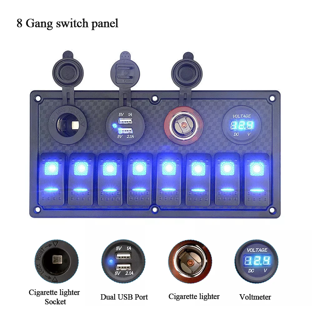8 банд кулисный переключатель панель автомобиль Лодка вольтметр прикуриватель