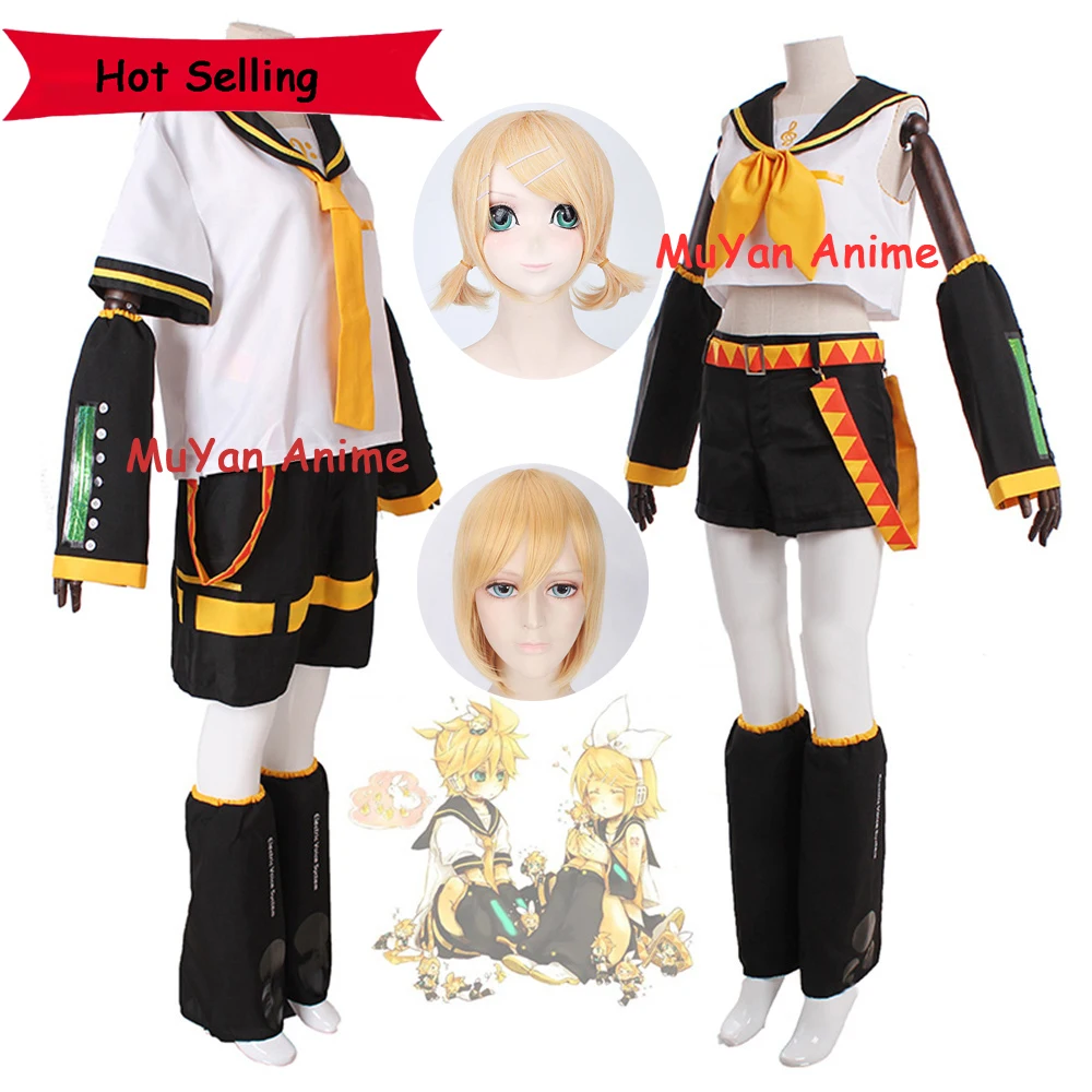 Костюм для косплея из аниме Вокалоид Мику костюм сестры Рин брата Len униформа