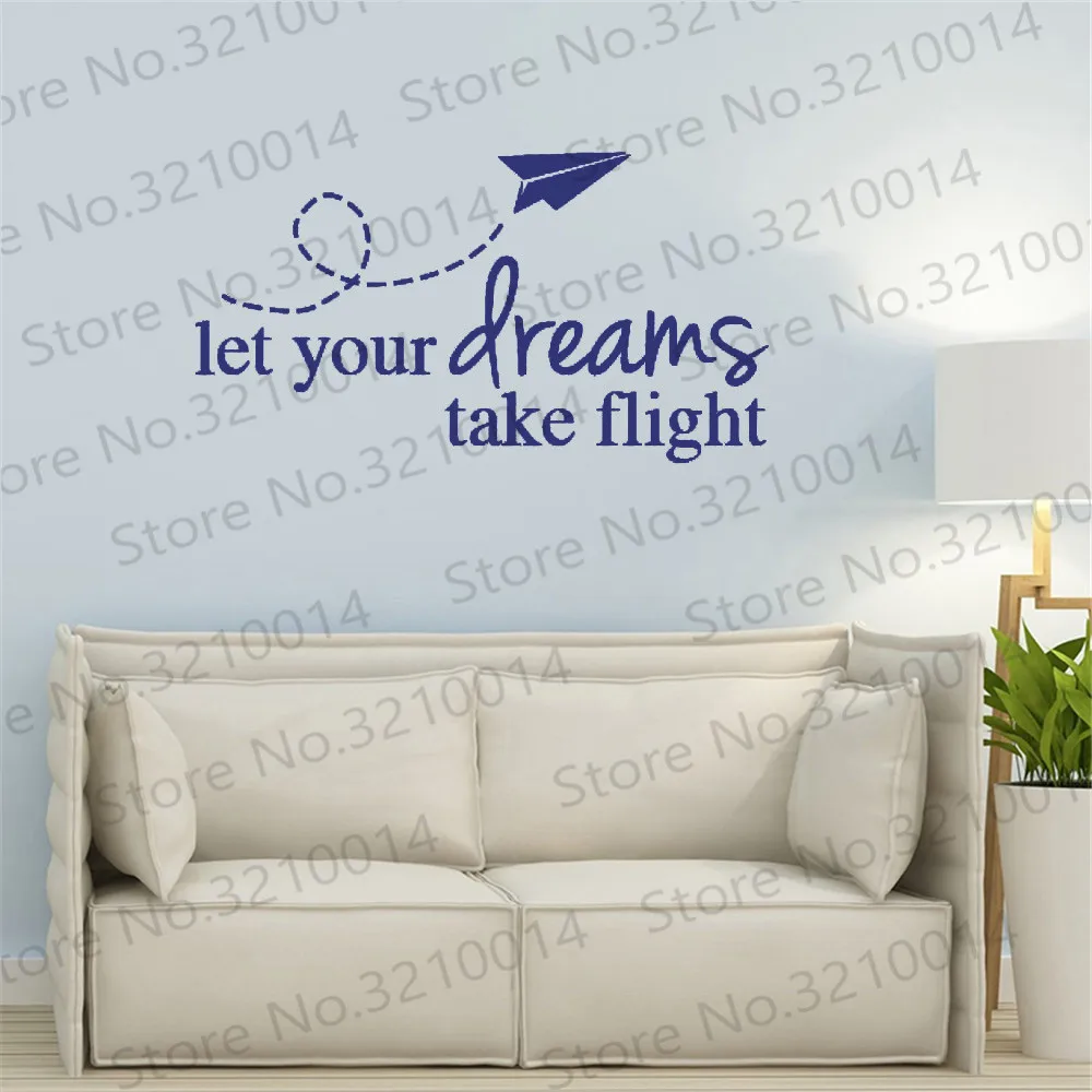 Настенные наклейки сделай сам самолёт мечты летающая цитата украшение для дома