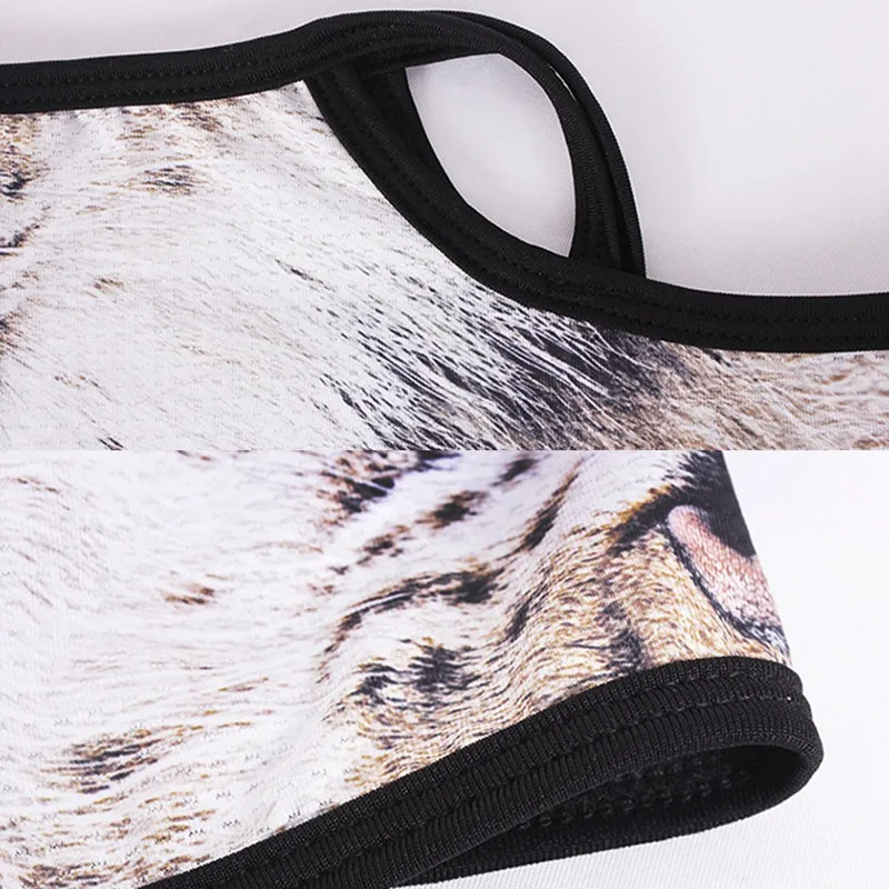 Полумаска для лица с 3D рисунком животных дышащая ветрозащитная треугольная