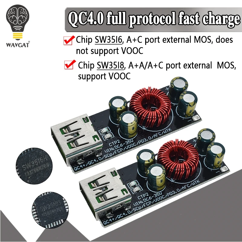 QC4.0 QC3.0 USB Type C мобильный телефон адаптер быстрой зарядки 6 35 в понижающий модуль