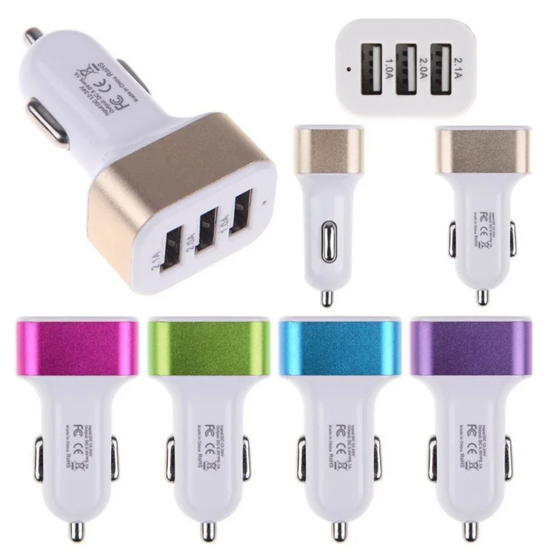 Автомобиль 3-Порты 12V 24V USB Зарядное устройство адаптер для телефона Батарея