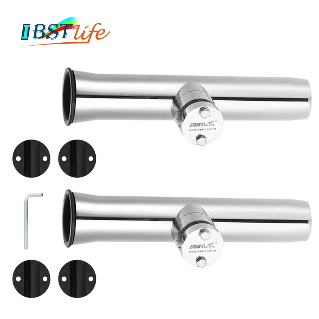 

2PCS stainless steel 316 fishing rod holder rack pole bracket support with clamp on 19 to 32mm marine boat hardware