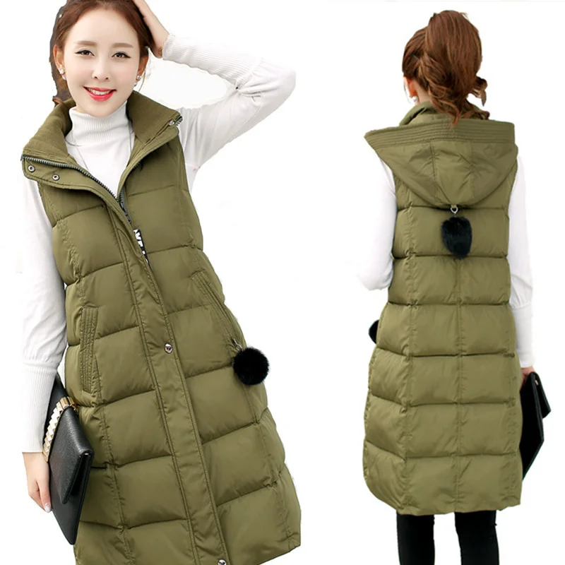 Плюс размер 5XL женский осенне зимний жилет Пальто пуховое хлопковое без рукавов с