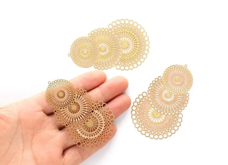 

Raw Brass Hollow Out Earring Charms - Exaggerated Earring Charms - Earring Findings -6Pcs/Lot - 69.7x43.8x0.3mm - JJA3867