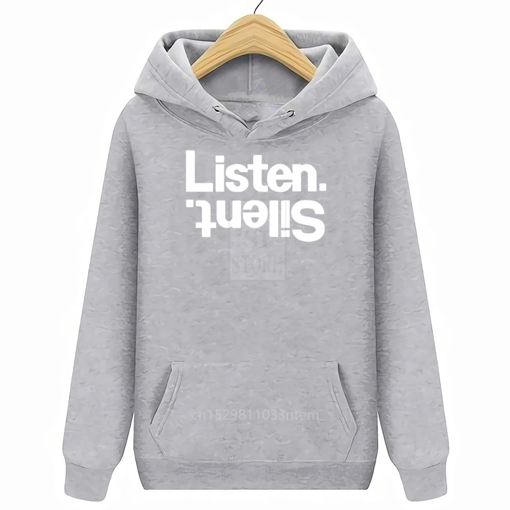 

Fashion T Shirt 100% Cotton Listen To Silent Letters Printed Cotton Casual Funny For Top Tee Fashion Printed men's T-Shirt