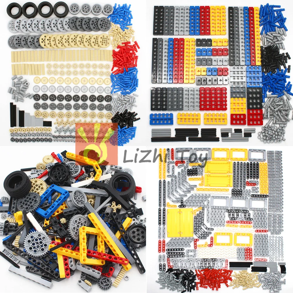 High-Tech Plastic Building Blocks Bricks Car Tires Gear Liftarm Beam Cross Axle DIY Assembling MOC Bulk Technology Set Toys | Игрушки и