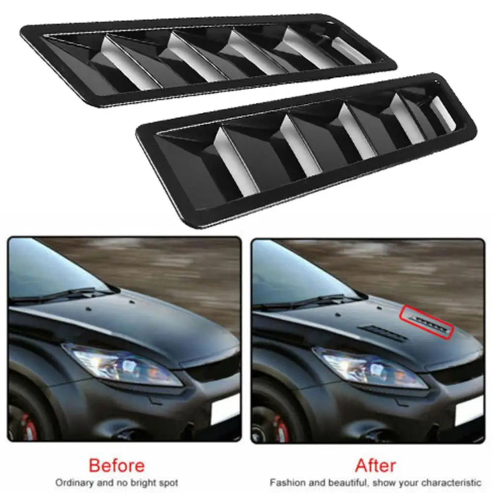 

2Pcs Car Hood Scoop Styling Air Vent Trim Louver Air Flow Intake Decor Hood Vent Pair Vents Scoop Bonnet Louvers Spoiler Trim
