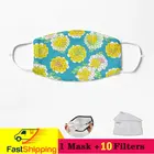 Lantana растения Майами южный пляж Линия искусства Майами южный пляж и океан Вождение унисекс маскарилла рот повторное использование лица маска хлопок