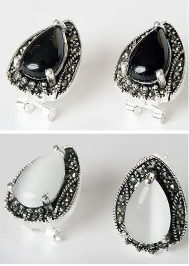 Ювелирные изделия Нефритовая серьга 2 варианта винтажное 925 пробы серебро с