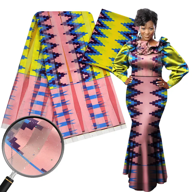 Высокое качество Нигерия Гана Kente шелковой ткани цифровой печати Африканский