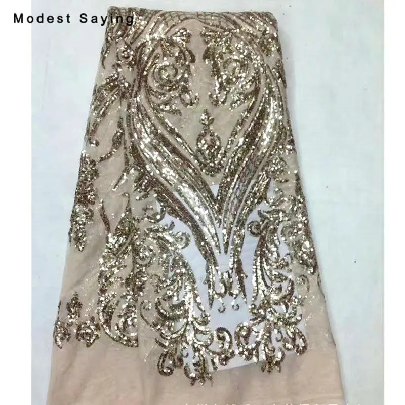 

5 Yards Dark Green Sequins Fabric for Evening Dresses 2019 Embroidered Mesh Cloth Wedding Party Prom Gowns Net Lace Material