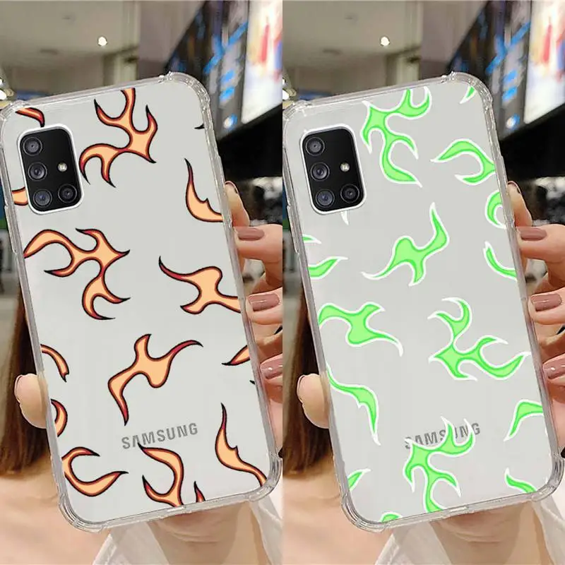 

Blue Flame Fire Phone Case Transparent For Samsung Note A 7 8 9 10 20 50 51 71 90 20 11 81 e LITE Ultra PRO