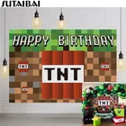 Фон для фотосъемки в день рождения с изображением пикселей игр тематической вечерние детская фотобудка торт разбитое украшение фон для фотосъемки