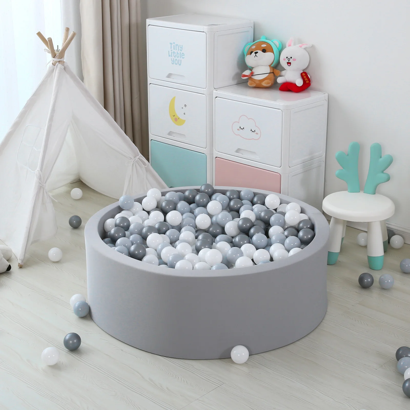 Шарики для детей пластиковые шарики 100 серо-белого цвета ямы малышей вечеринки в