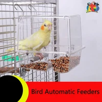 1 pcs bird automatic feeders food ontainer bird food feeders for pigeons parrot starling pet birds hanging acrylic birdcage