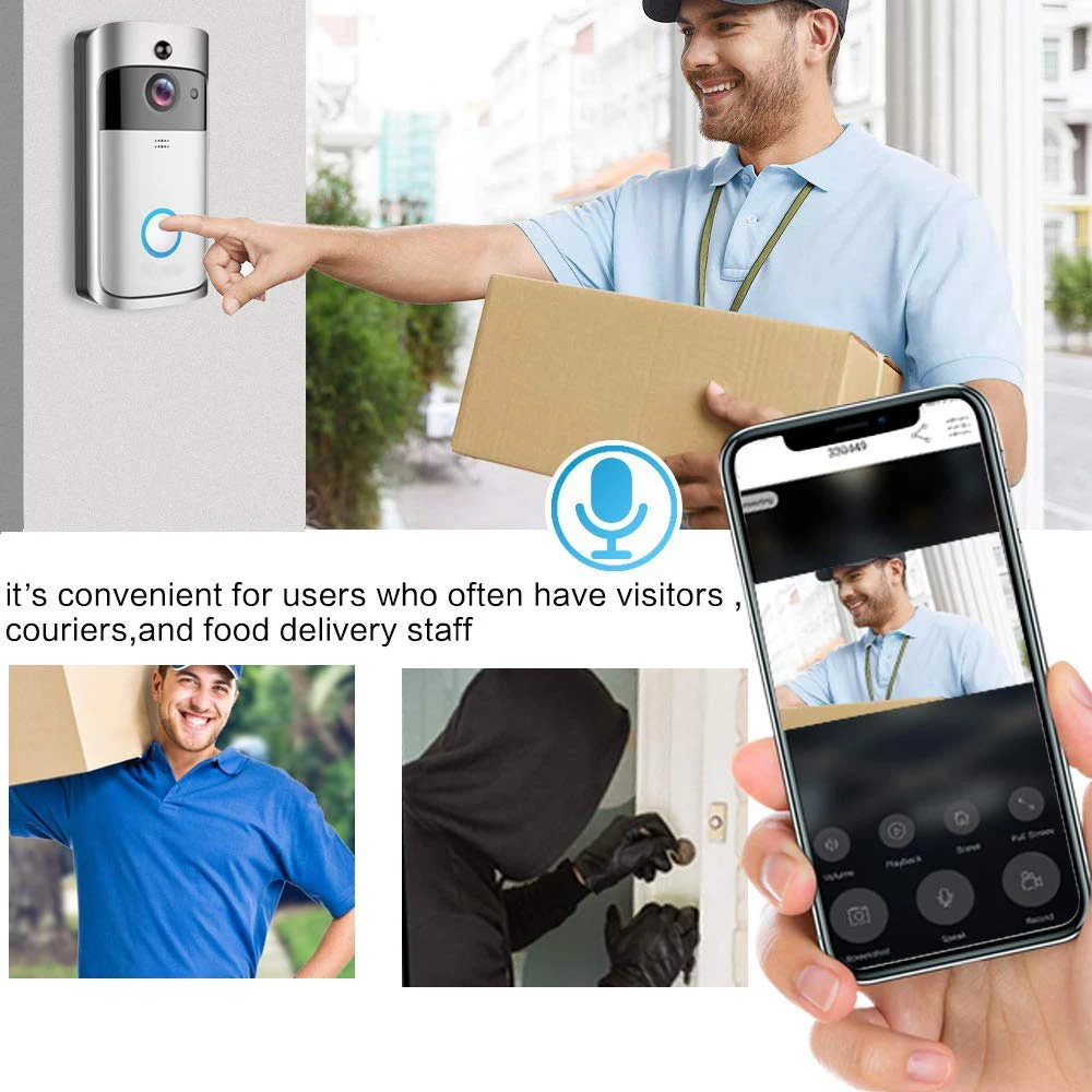 HONTUSEC wifi дверной звонок видеодомофон 2MP HD беспроводной умный дом IP Звонок камера