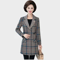 trending products 2020 middle age clothing elegant women blazer high quality plaid trench coat autumn coats free shipping 138