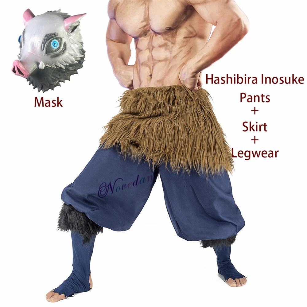 

Hashibira Inosuke Cosplay Demon Slayer Kimetsu No Yaiba Cosplay Costume Halloween Women Men Pants Wool Skirt Pig Outfit