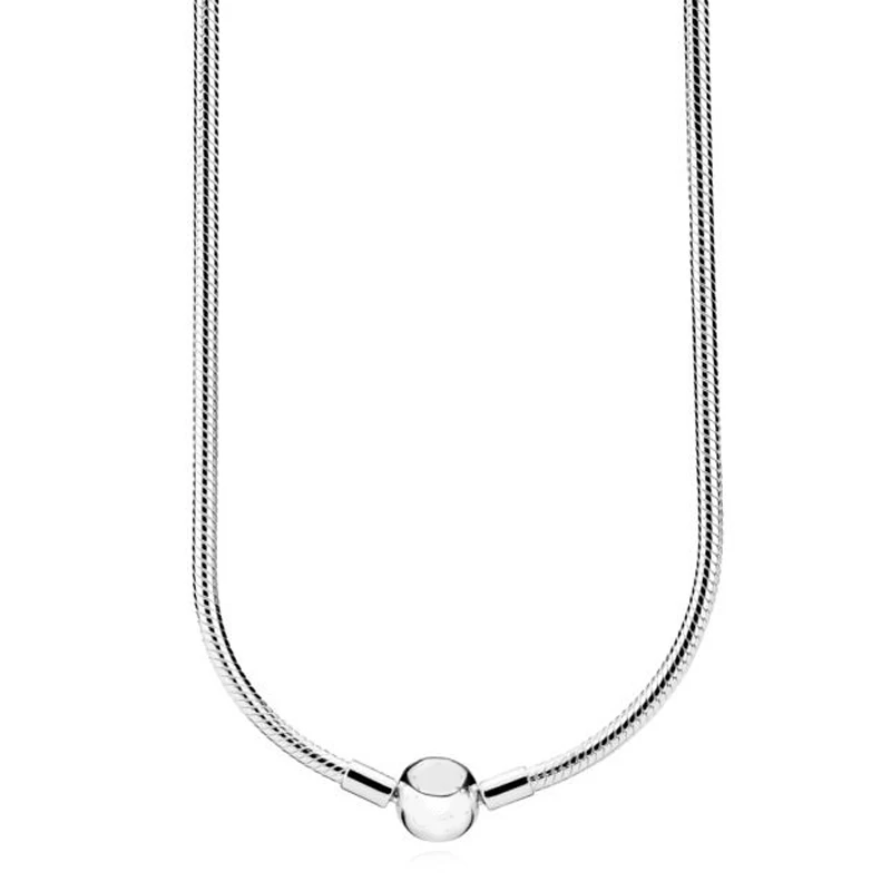 

Original Moments Lobster Ball Clasp Smooth Snake Chain Necklace For 925 Sterling Silver Bead Charm Europe DIY Jewelry