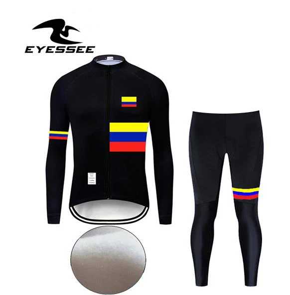 Eyessee Зимняя Теплая Флисовая Мужская одежда для езды на велосипеде в бохо Pro Открытый теплый с длинным рукавом велосипедный костюм Джерси - Цвет: Long suit