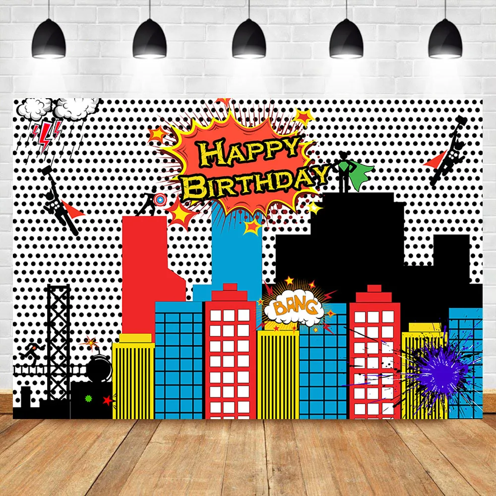 NeoBack супергерой фон город Skyline Comics фотография Фон Вечерние Декорации Фото