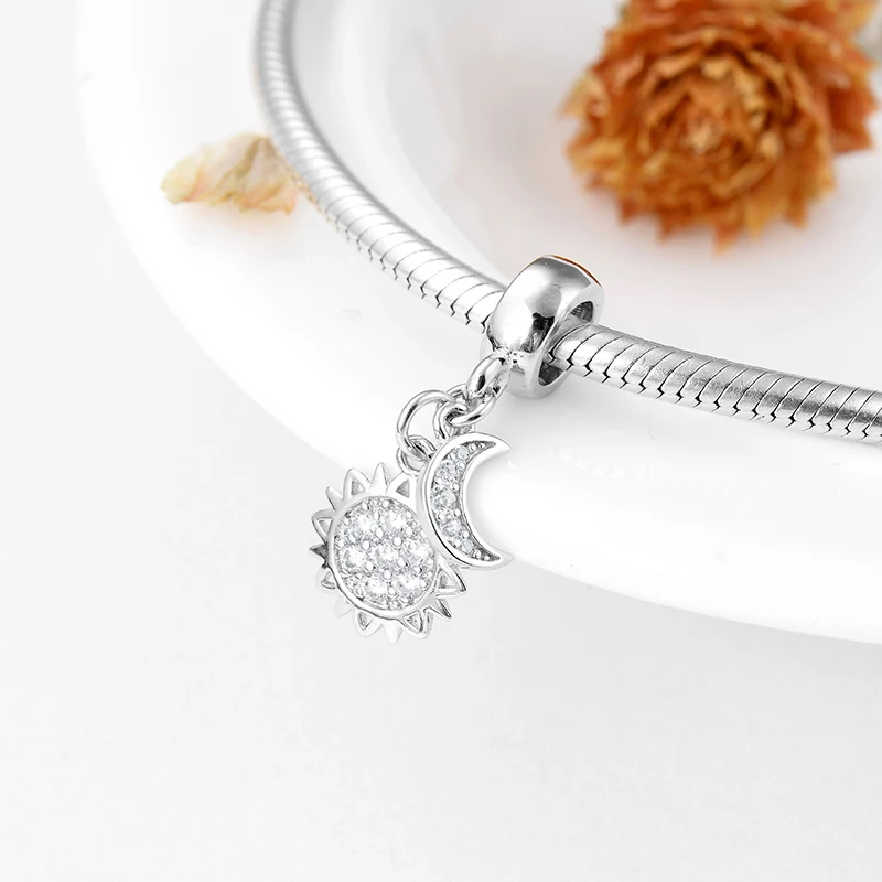 Подходит подлинный браслет серебро 925 Оригинал Love of Sun Moon CZ подвеска из бисера
