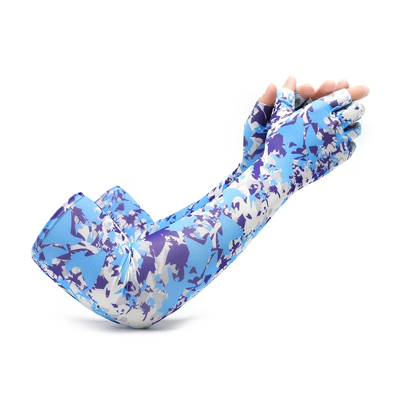 

2* Ice Sleeves Five-fingers Ice Arm Sleeves Sun Protective Breathable 50CM Gloves Running Sleeves Warmers UV Protection Cover