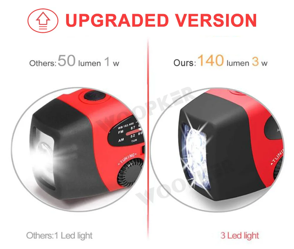 Мини-радиоприемник на солнечной батарее AM/FM/NOAA динамо светодиодный фонарик