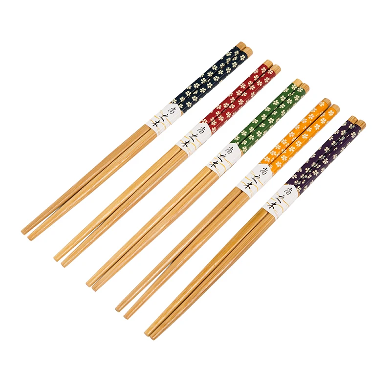 

5 Pairs Natural Bamboo Chopsticks Japanese Sushi Tableware Retro Chinese Style Joint Chopstick Eating Tools baguettes japonaises