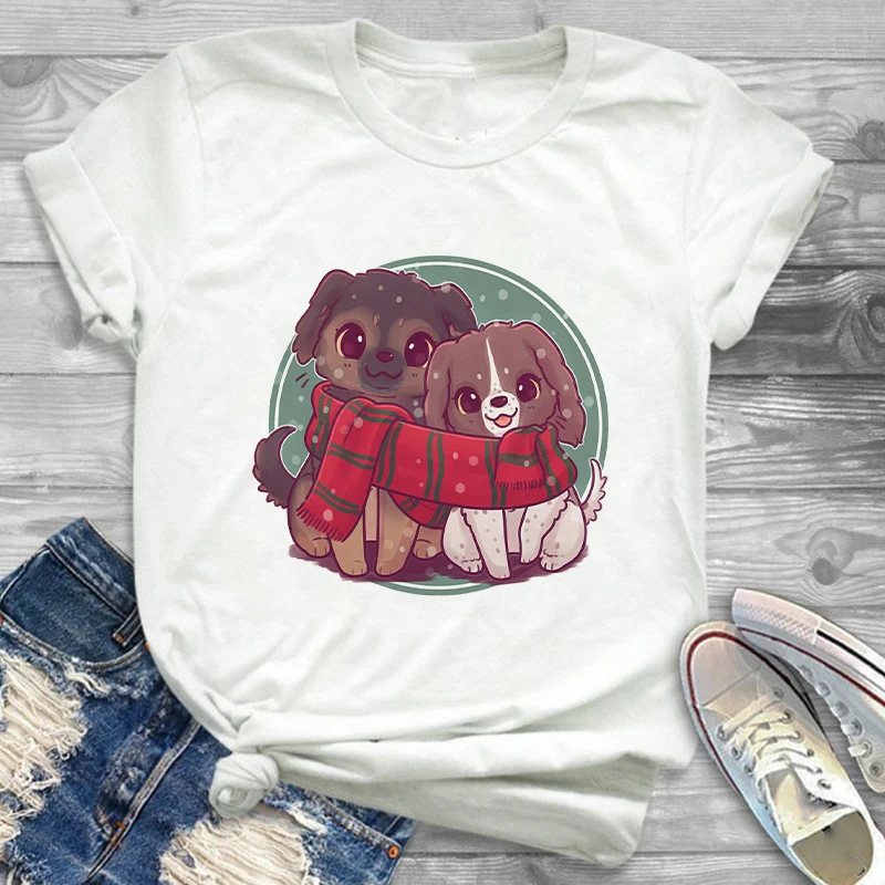 

Women T Shirt Graphic Dogs Print Simple 90s Cute Tops Tees Ladies T Shirts Summer Short sleeve streetwear Ladies T-shirt 2021