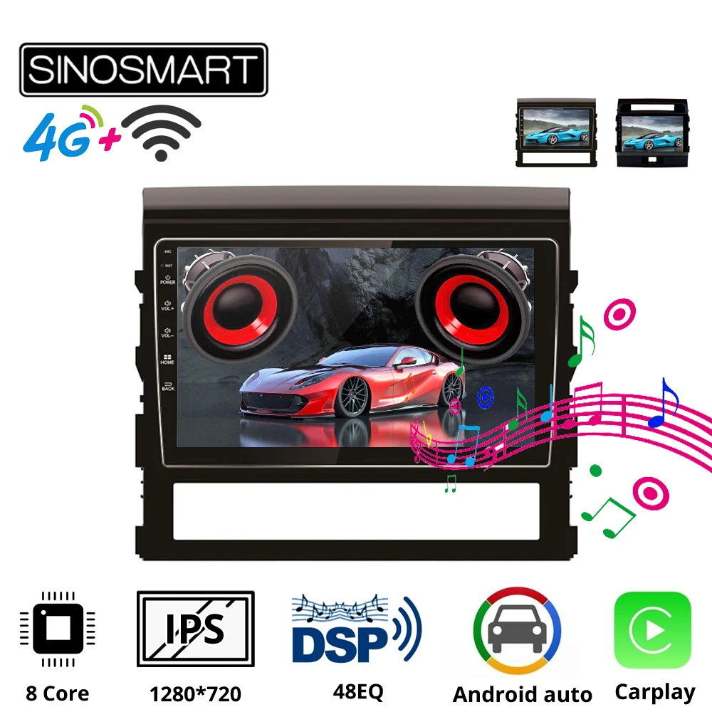Sinosmart автомобиль для Land Cruiser 2007 2016 GPS навигация радио 2din 2.5D IPS/QLED экран 8 ядер DSP