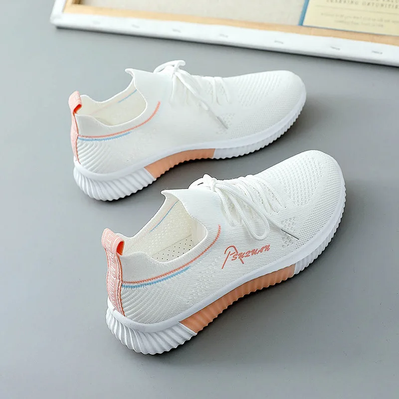 

2021 New spring and autumn single shoes wild casual running summer breathable mesh white women's shoes