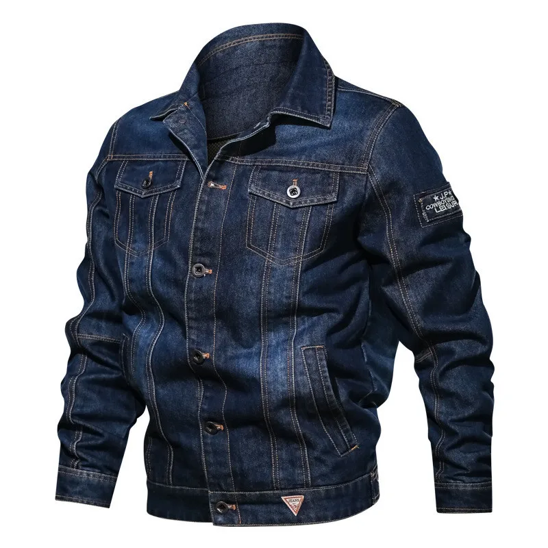

Chaqueta informal para hombre, chaqueta con solapa vaquera bordada,