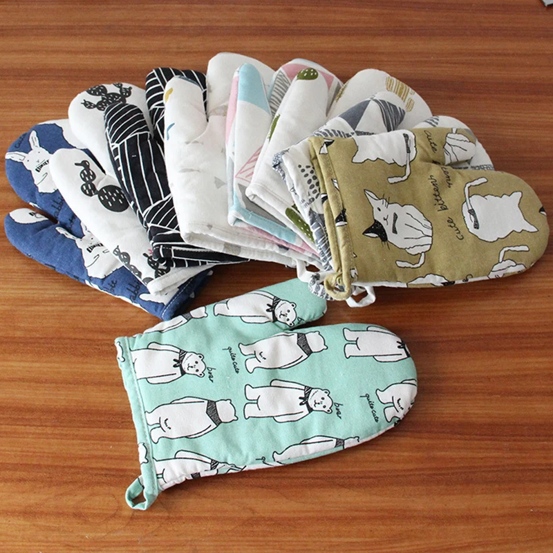 2020 Новое поступление милые Мультяшные печатные микроволновые перчатки