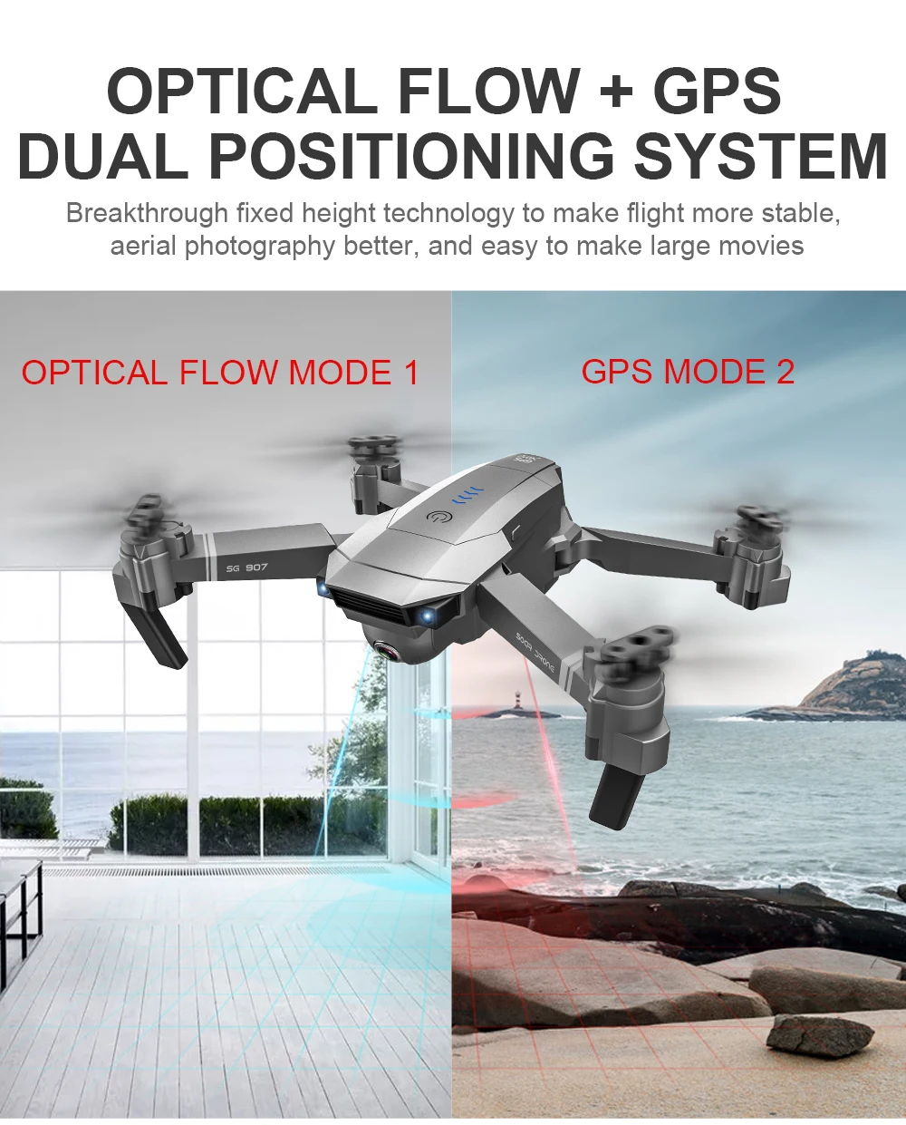

New GPS Drone with 4K HD Dual Camera Wide Angle Anti-shake WIFI FPV RC Quadcopter Foldable Drones Professional GPS Follow Me