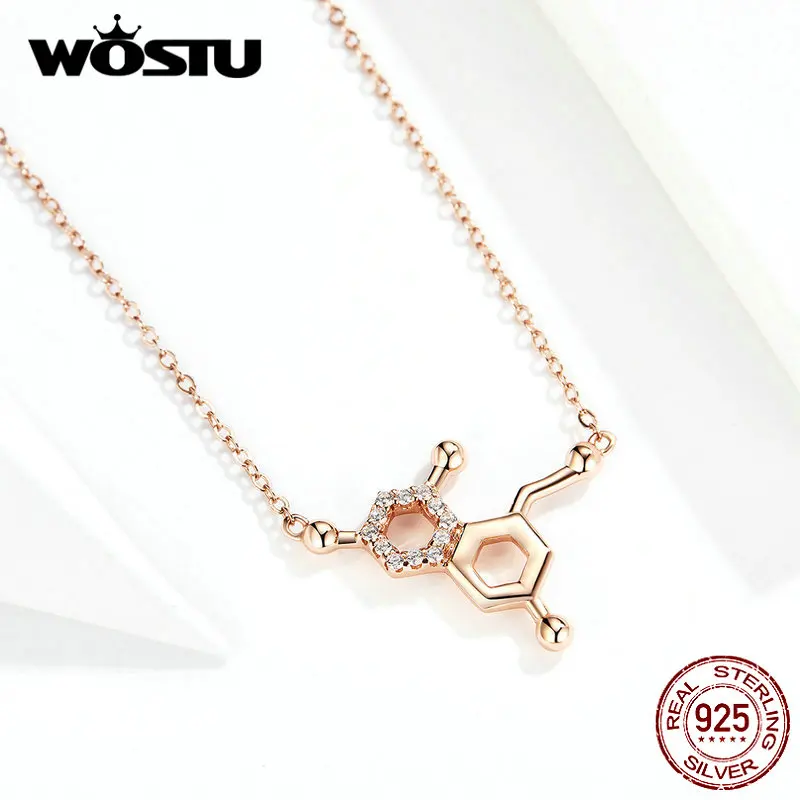 WOSTU,, модное 925 пробы Серебряное ожерелье с надписью Love dophamine, благородное золотое ожерелье для женщин, хорошее ювелирное изделие, FIN361