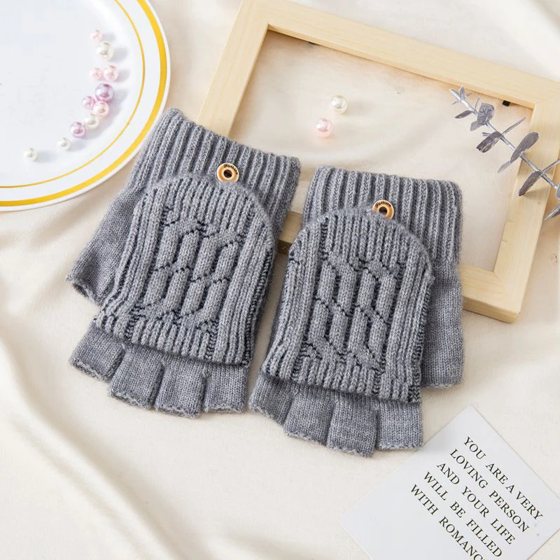 1 pair Fingerless Flip Gloves Winter Warm Flexible for Men Women Unisex Exposed Finger Mittens Glove | Аксессуары для одежды