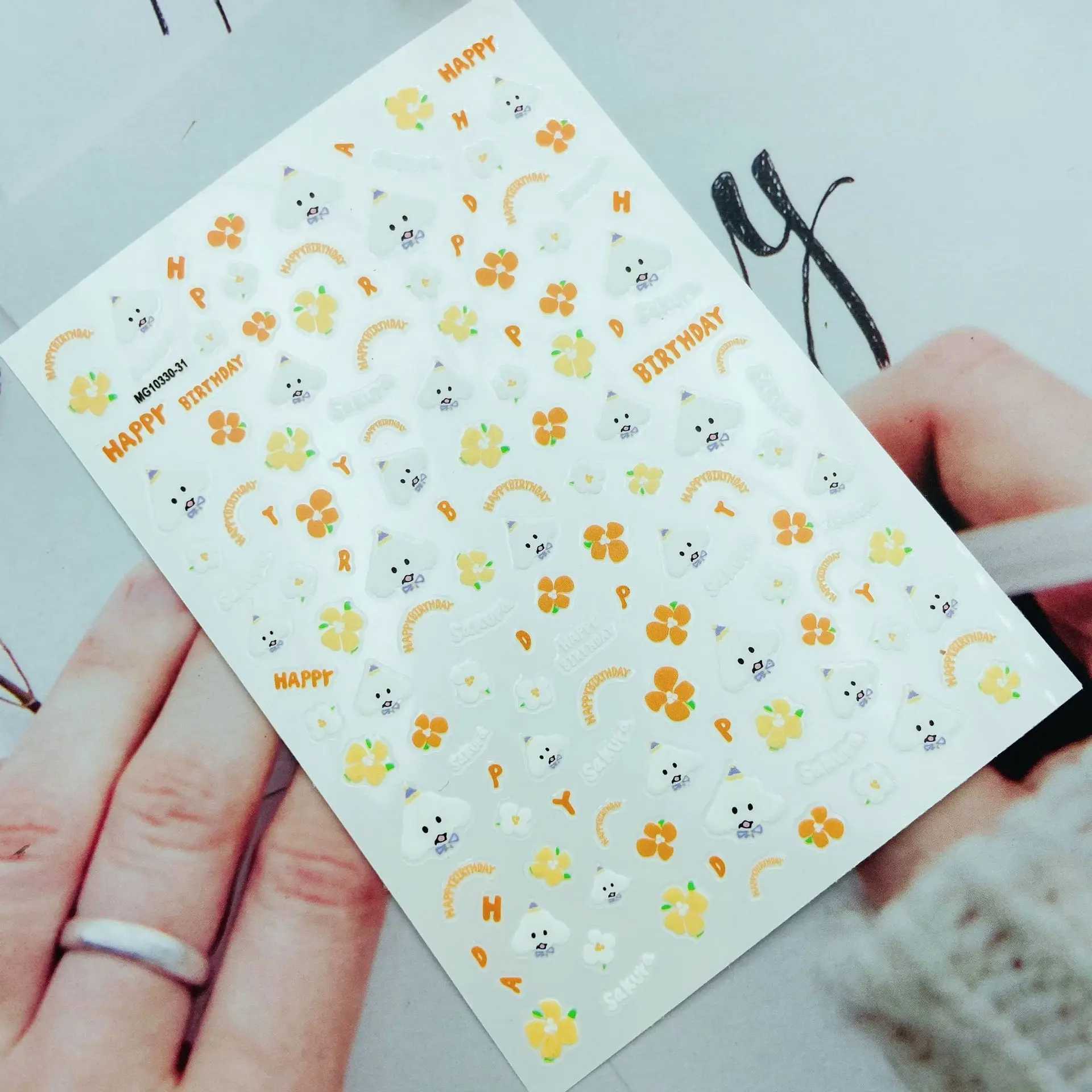 

DIY 3D Japanese Style Fashion New Arrival Hot Selling Nail Stickers Spring Flowers Nail Art Fingernail Decals for Women Girls