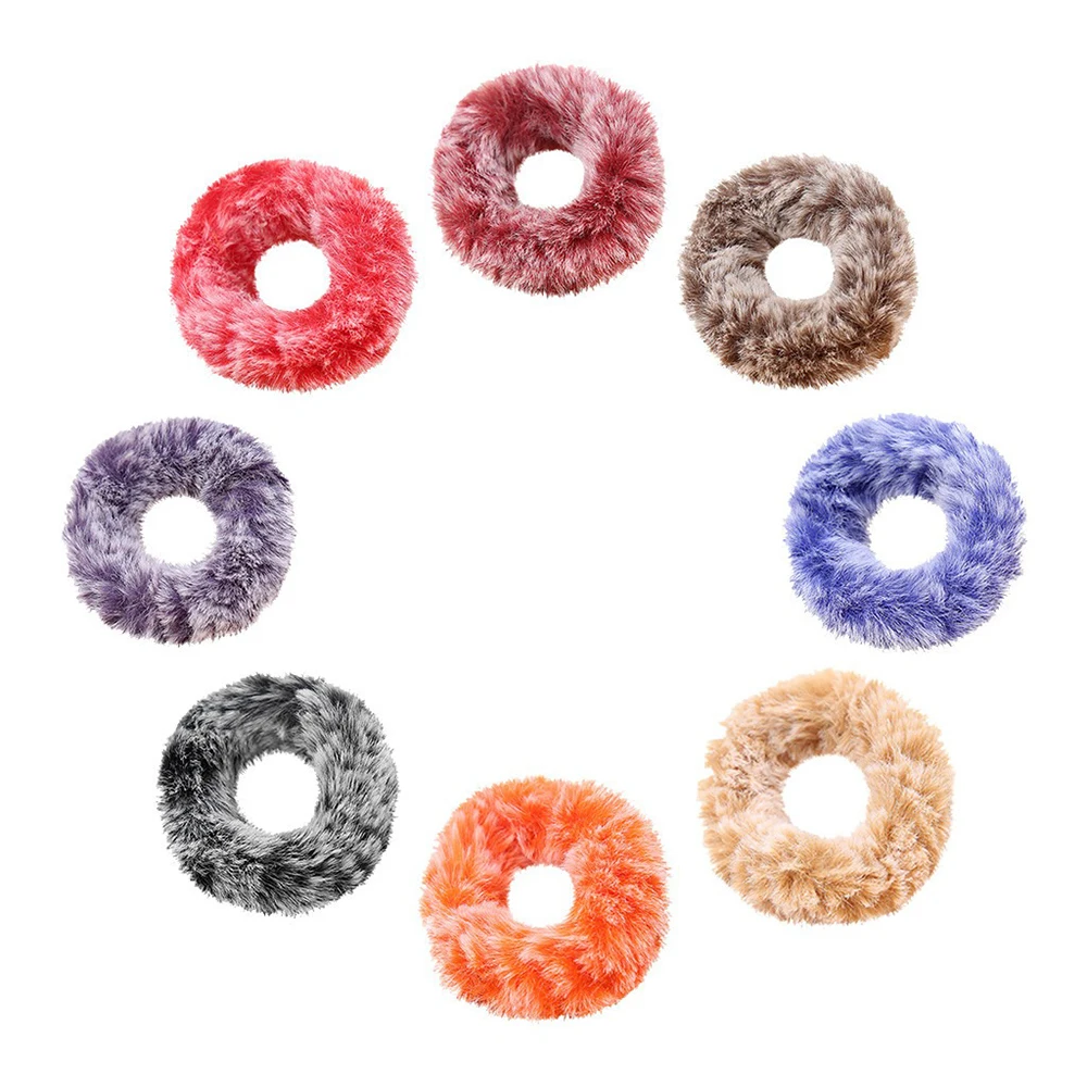 1PC Горячая распродажа искусственного меха пушистые резинки для волос на зиму для девочек, эластичная резинка для волос, однотонные мягкие плюшевые аксессуары для женщин.