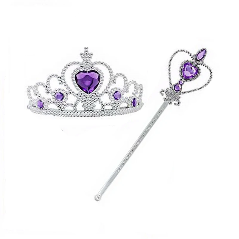 

Halloween Girls Cosplay purple Long Hair Princess Costume With Accessories Crown Set Christmas Performance Dress Ball Gown