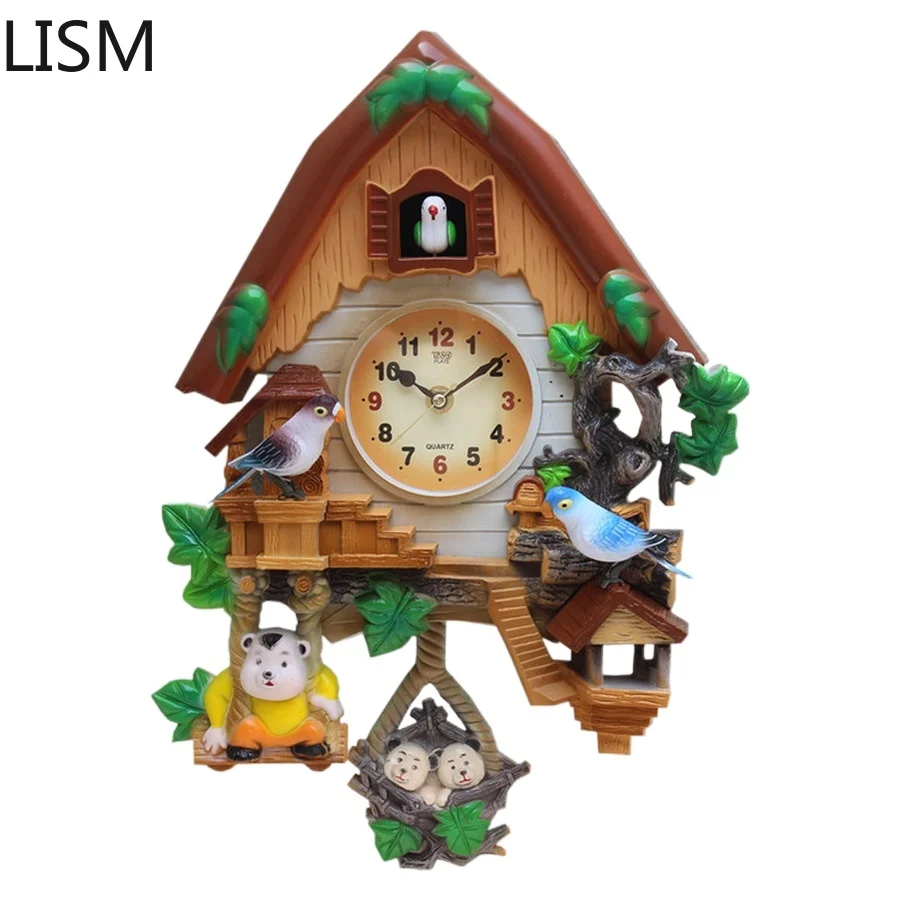 Деревянные настенные часы с кукушкой птица декор Детская комната мультяшные