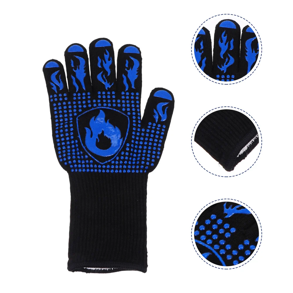 

1pc Protective Oven Mitts Home Heat Resistant Cook Mittens for Baking BBQ