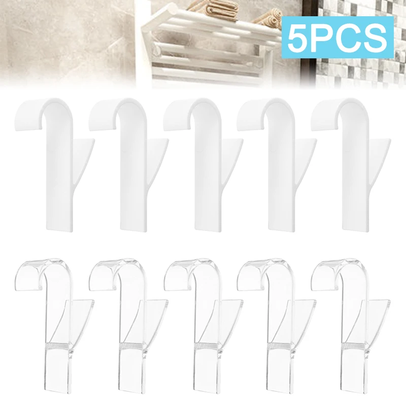 

5pcs/set White Hanger For Heated Towel Radiator Rail Bath Hook Holder Transaparent Clothes Hanger Scarf Hanger