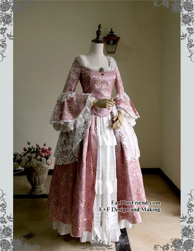 Полностью корсетный рококо колоний грузинский 18thc Marie Antoinette день суд платье - Цвет: image color