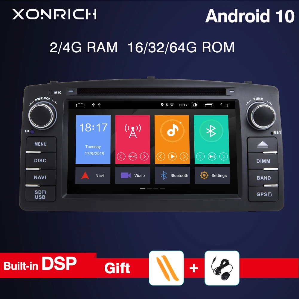 Автомобильный мультимедийный DVD-плеер 2 din android 10 для Toyota Corolla E120 BYD F3 стерео GPS