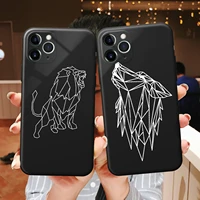 cartoon line animal lion wolf owl phone case for iphone 5 6s 7 8 plus x xr xs 11 12 mini pro max silicone protective sleeve