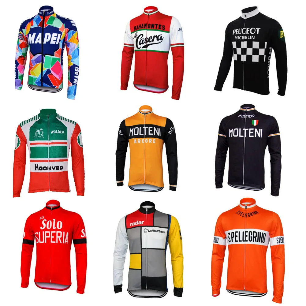 Веломайка molteni с длинным рукавом зимняя флисовая шерстяная и без флиса красная