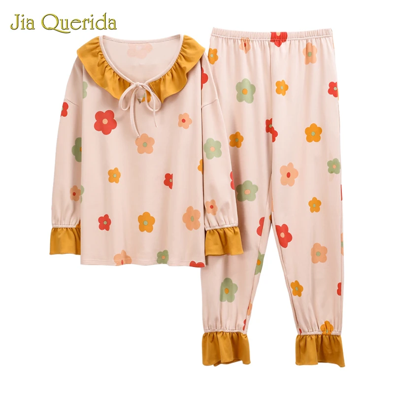 Новая модная стильная женская пижама размера плюс длинные штаны с длинным