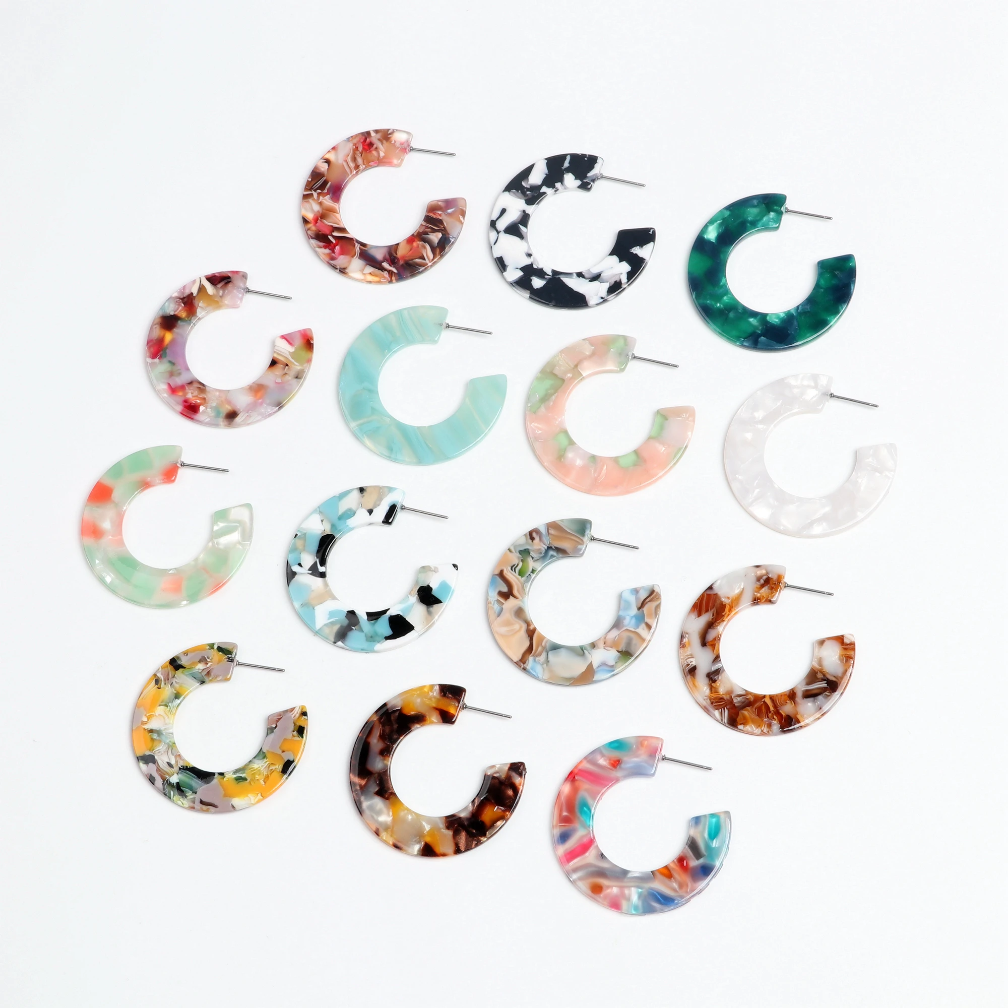 Acetate Tortoise Shell Stud Earrings Acrylic Earring Post Leopard Prin Boho Ohrringe finding 40mm ACE5031 | Украшения и